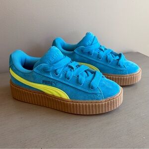 Puma Fenty x Creeper Phatty Rihanna Women 7.5 Shoe Blue Lime Suede NEW 399332-02